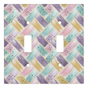 Pastel Brushstroke & Gold Crisscross Abstract Light Switch Cover