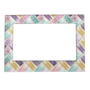 Pastel Brushstroke & Gold Crisscross Abstract Magnetic Frame