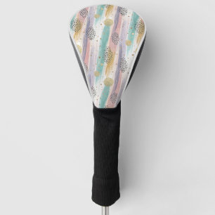 Pastel Brushstroke & Gold Geometric Abstract Golf Head Cover