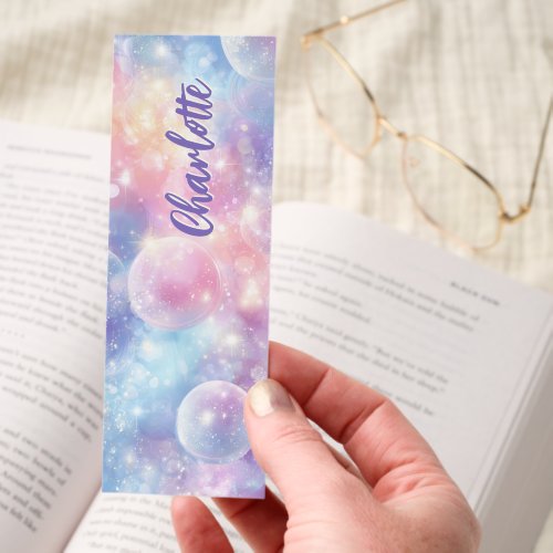 Pretty Bookmarks 9 Pastel Bubbles Glitter Sparkle Personalized Bookmarks
