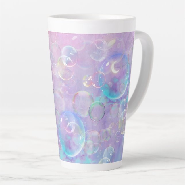 Pastel Bubbles on Lavender Latte Coffee Mug (Right Angle)
