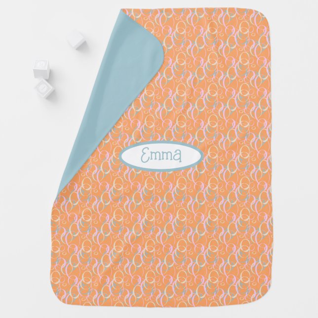 Pastel Bubbles on Orange Baby Blanket (In Situ)