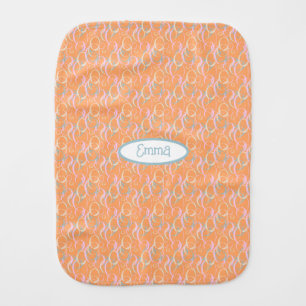 Pastel Bubbles on Orange Baby Burp Cloth