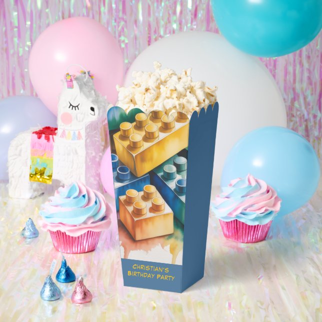 Pastel Building Block Splash Boy Birthday Party Favor Boxes (Party)