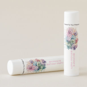 Pastel Building Block Splash Girl Birthday Party Lip Balm