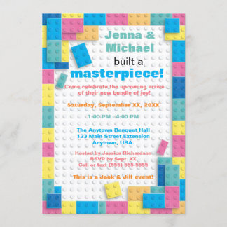 Pastel Building Blocks Baby Shower Invitation