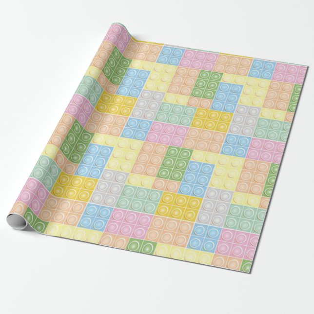Pastel Building Blocks Wrapping Paper (Unrolled)