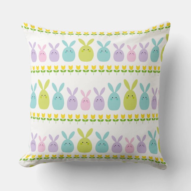 Pastel Bunnies Throw Pillow (Front)