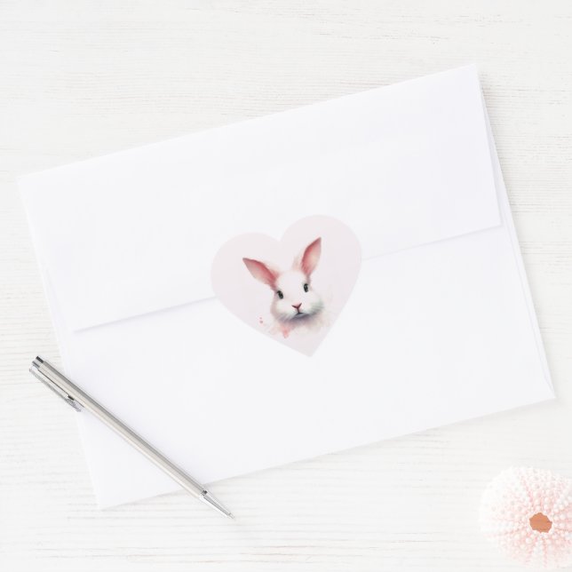 Pastel Bunny Bliss - Heart Shaped Sticker (Envelope)