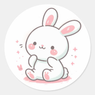 Pastel Bunny Design, Cute Soft Color Bunny Art Classic Round Sticker