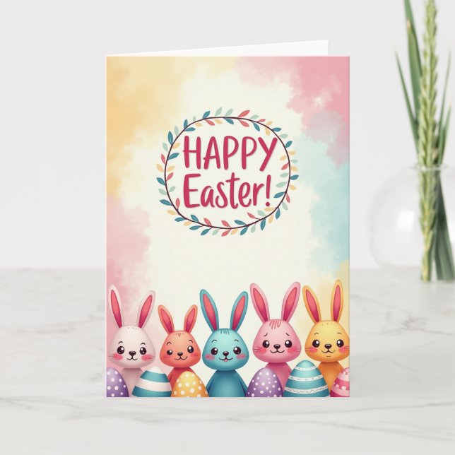 Pastel Bunny Easter Card (Front)