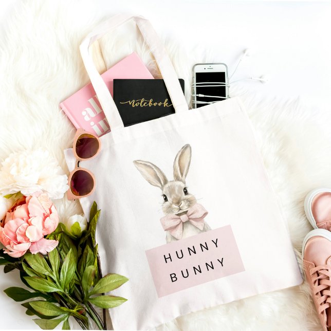 Pastel Bunny "Hunny Bunny" Cute Easter  Tote Bag (Creator Uploaded)