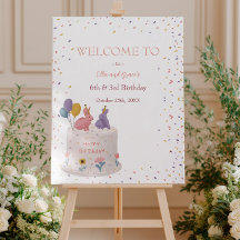 Pastel Bunny Joint Birthday for Sister Brother 