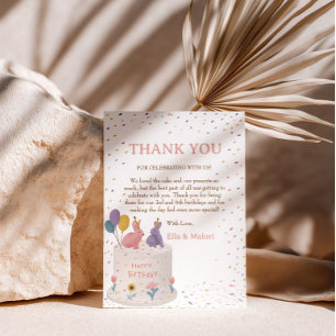 Pastel Bunny Joint Birthday for Sister Brother Thank You Card