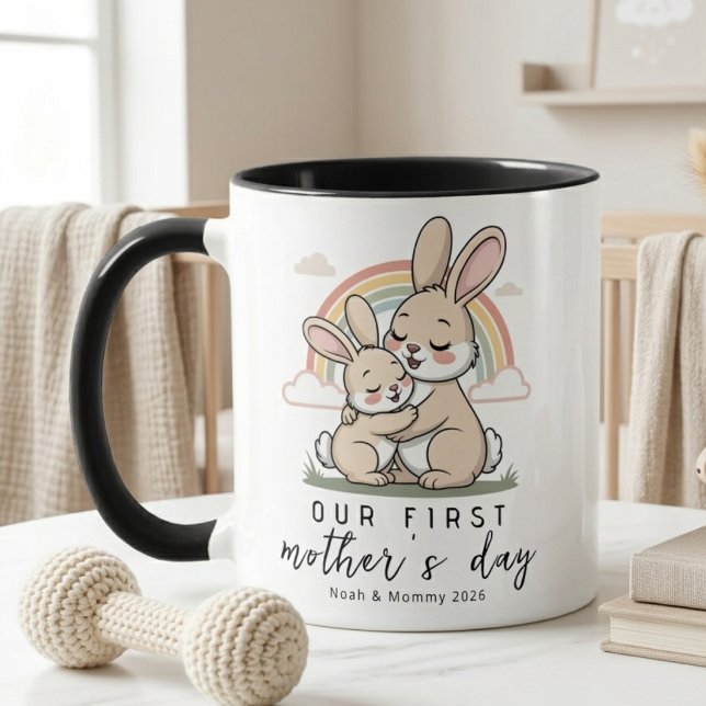 Pastel Bunny Mom Baby First Mothers Day Love Art Mug (Creator Uploaded)