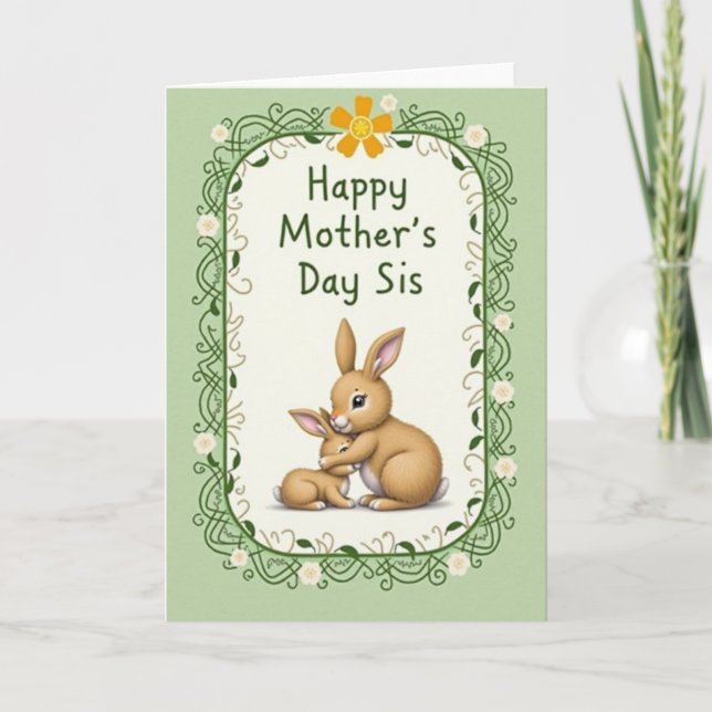 Pastel Bunny Mothers Love Card (Front)