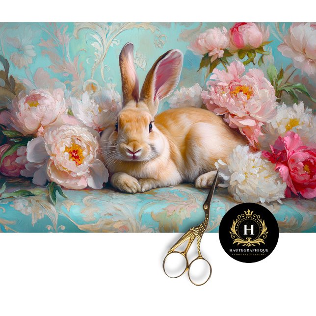 Pastel Bunny & Peony Easter Holiday Decoupage  Tissue Paper (Creator Uploaded)