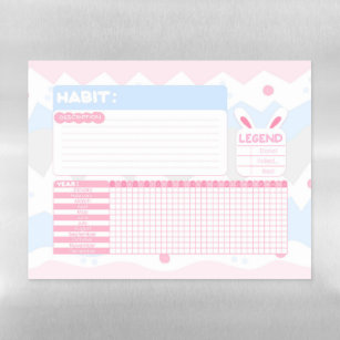 Pastel Bunny Theme Habit Tracker Magnetic Dry Erase Sheet