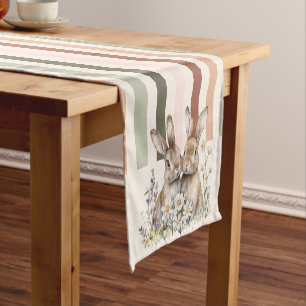 Pastel Bunny Watercolor Easter Short Table Runner