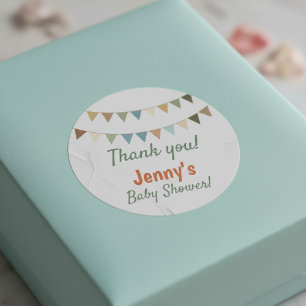 Pastel bunting baby shower thank you classic round sticker