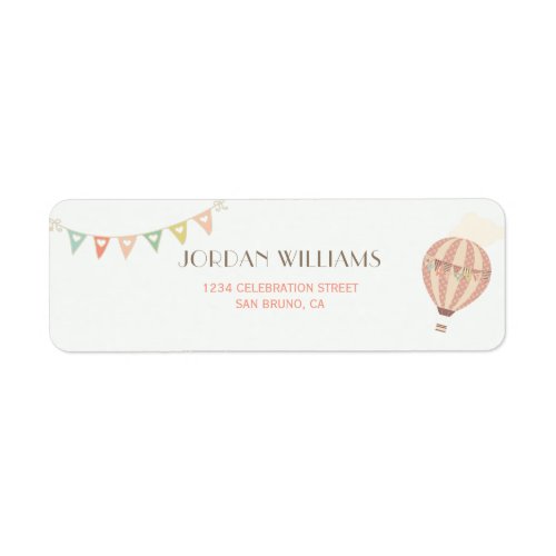 Pastel Bunting  Hot Air Balloons  First Birthday Label