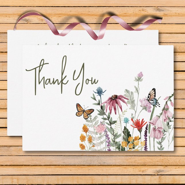 Pastel & Burgundy Blooms Modern Floral Wedding Thank You Card (Pastel & Burgundy Blooms Modern Floral Wedding Thank You Card)