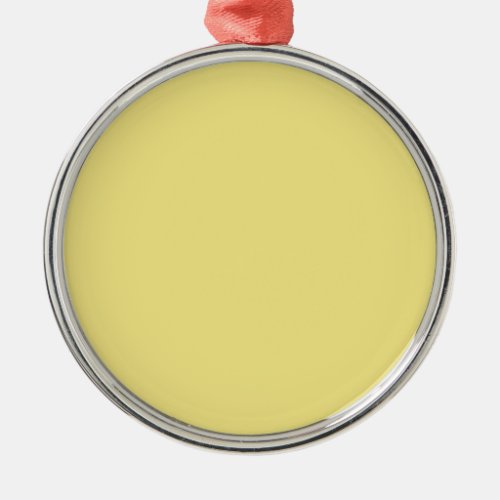 Pastel butter yellow background ready to customize metal ornament