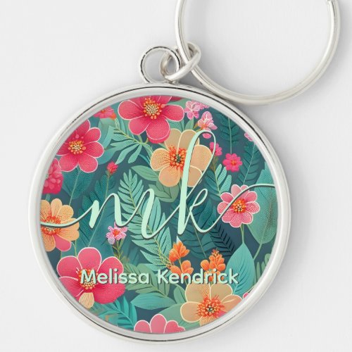 Pastel Buttercup Oriental Embroidery Floral Art Keychain