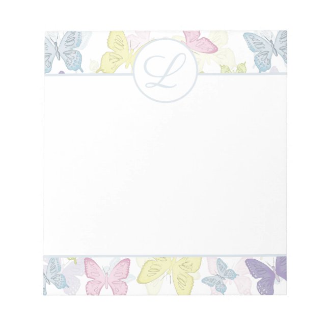 Pastel Butterflies 5.5" x 6" Notepad - 40 pages (Front)