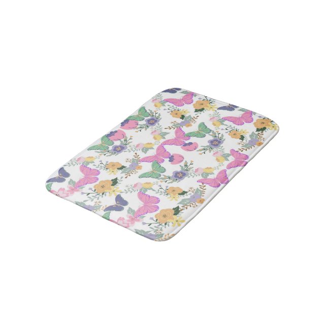 Pastel Butterflies Bath mat (Angled)