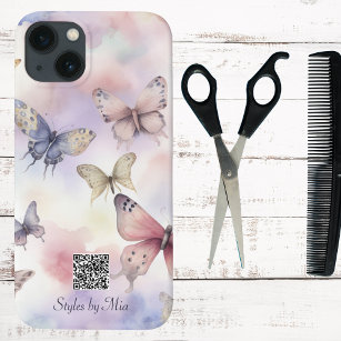 Pastel Butterflies Business or Personal QR Code iPhone 13 Case