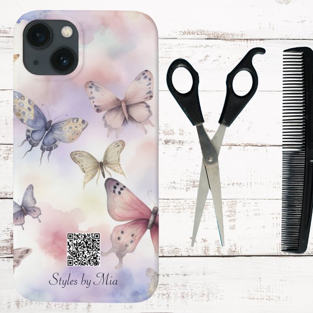 Pastel Butterflies Business or Personal QR Code Case-Mate iPhone Case (Creator Uploaded)