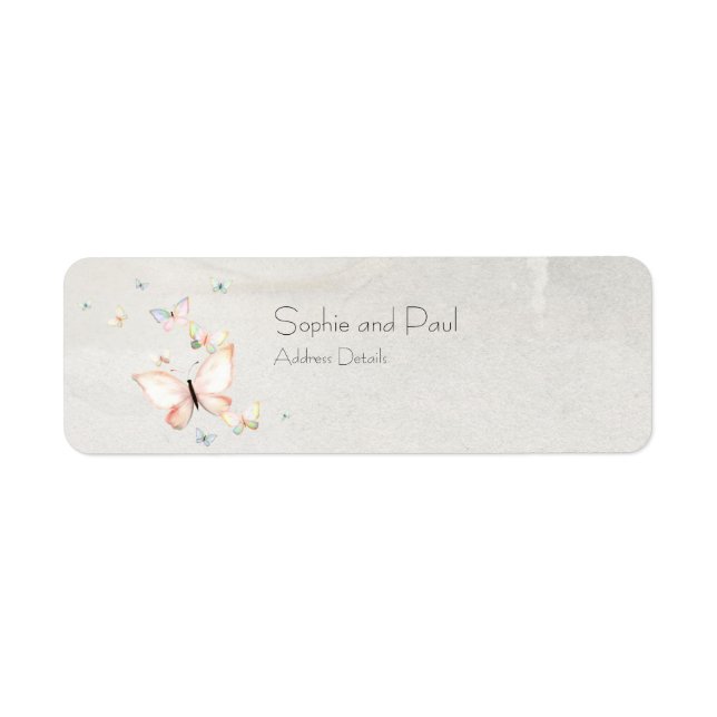 Pastel Butterflies Design Address Labels (Front)