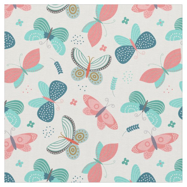 Pastel Butterflies Fabric (Close Up)