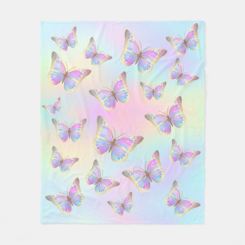 pastel butterflies fleece blanket