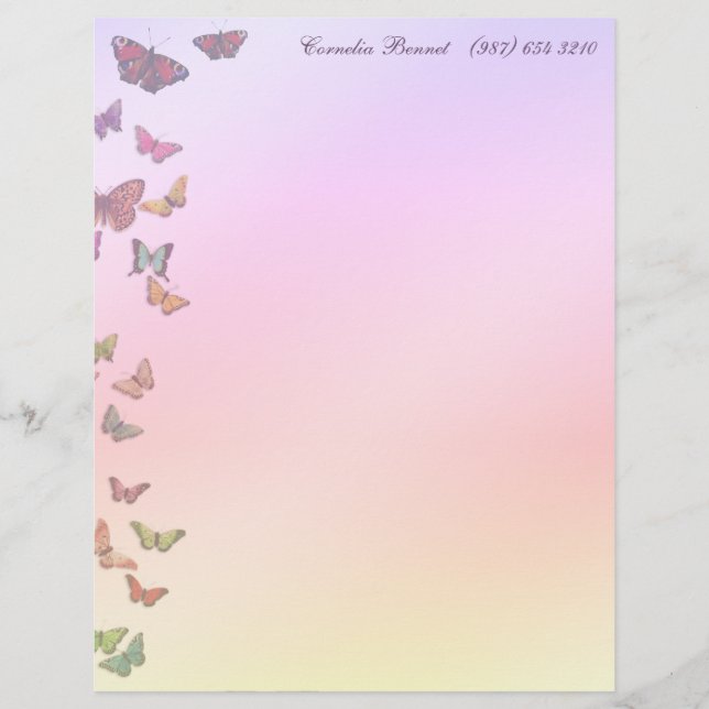 Pastel Butterflies Letterhead (Front)