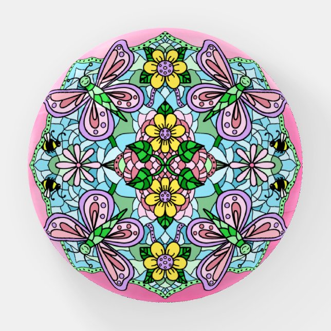Pastel Butterflies Mandala   Paperweight (Front)