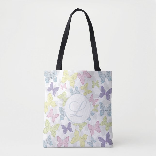 Pastel Butterflies Pattern All-Over-Print Tote Bag (Front)