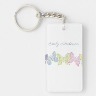Pastel Butterflies photo keychain