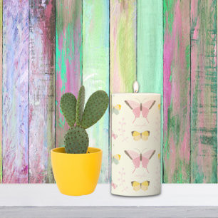 Pastel Butterflies Pillar Candle