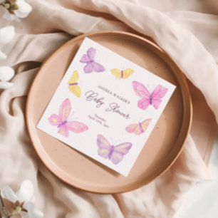 Pastel Butterflies Pink Purple Baby Shower Napkins