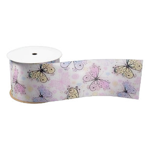 pastel butterflies satin ribbon
