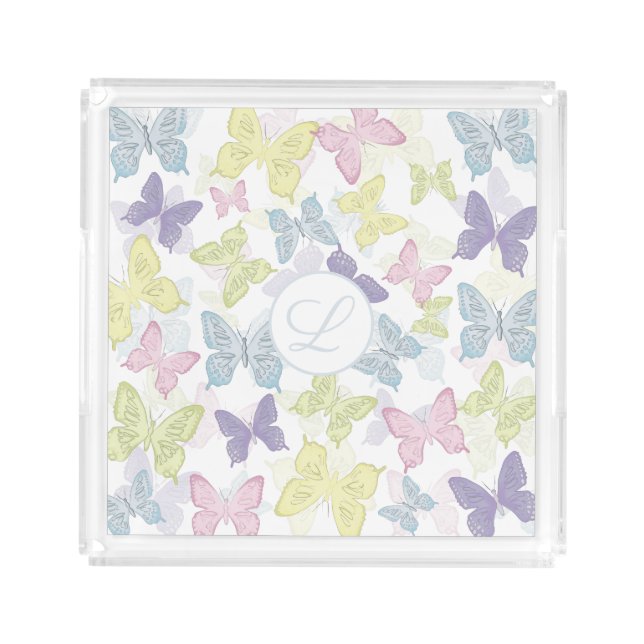 Pastel Butterflies Serving Tray (Front)