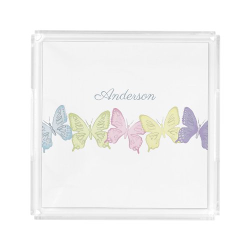 Pastel Butterflies Serving Tray