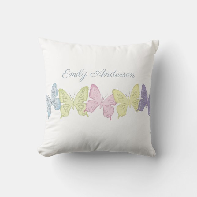 Pastel Butterflies, Throw Pillow 16" x 16" (Front)