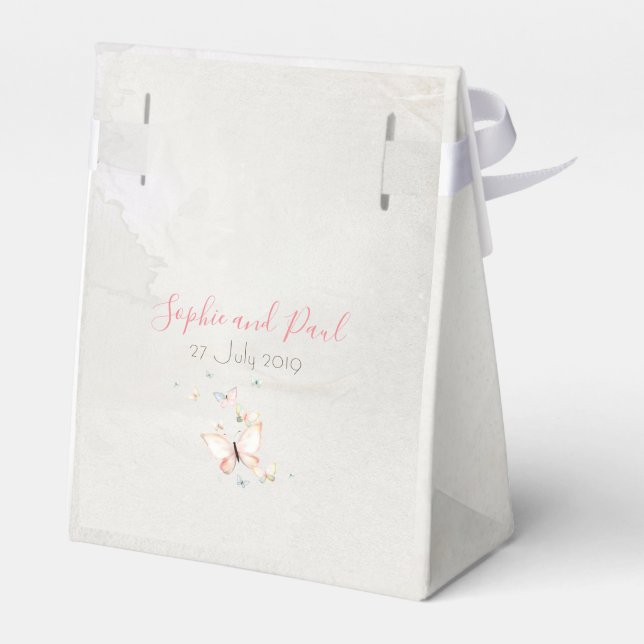 Pastel Butterflies Wedding Favor Box (Back Side)