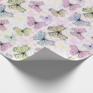 pastel butterflies wrapping paper