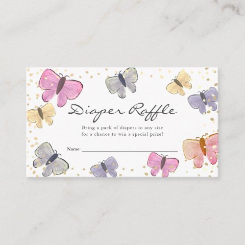 Pastel Butterfly Baby Shower Diaper Raffle Ticket Enclosure Card