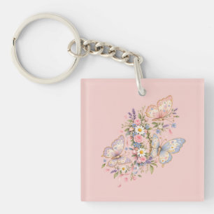 Pastel Butterfly Birthday Garden Keychain