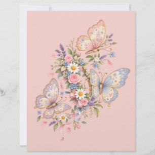 Pastel Butterfly Birthday Garden Letterhead